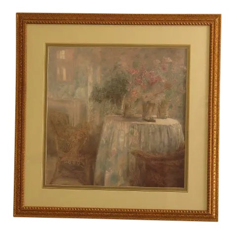 1990s Gold Framed Decorative Room Scene Print For Sale