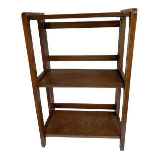 Vintage Arts and Crafts Wooden Folding Three Tier Shelf For Sale
