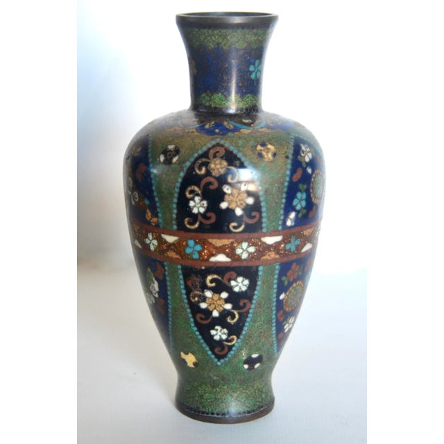 Metal Antique Japanese Cloisonne Vase Meiji Period For Sale - Image 7 of 10