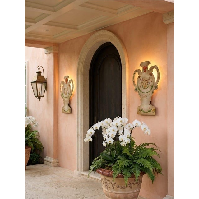 Vintage Hand-Painted Urn-Form Wall Sconces - a Pair For Sale - Image 10 of 12