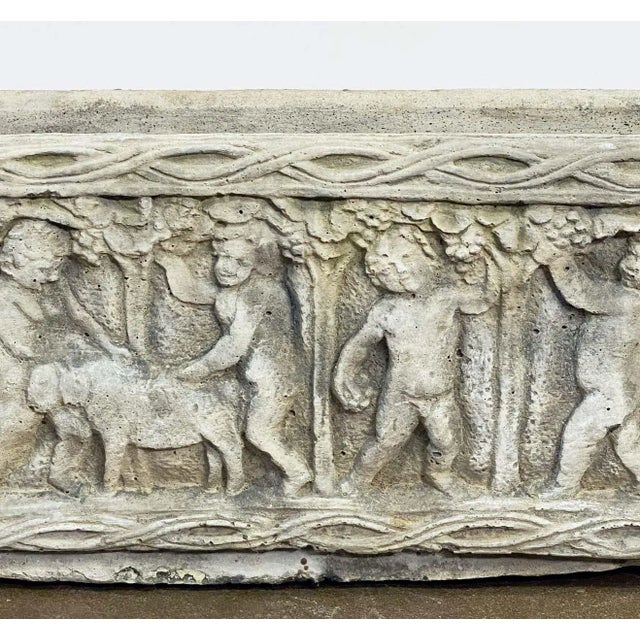 Stone English Garden Stone Trough or Planter With Cherub Relief For Sale - Image 7 of 13