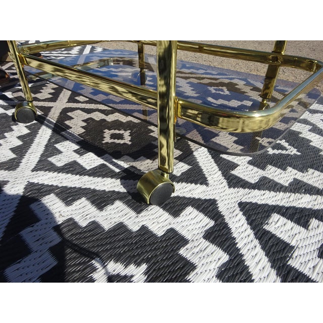 Rolling Serving Cart in Gilded Metal and Glass, 1980s For Sale - Image 6 of 17