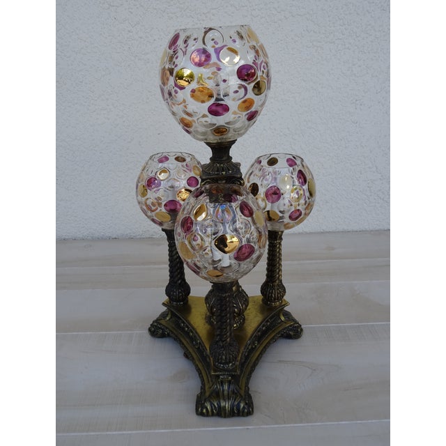Vintage L&l Wmc Pink and Gold Four Glass Globe Lamp Mid ...