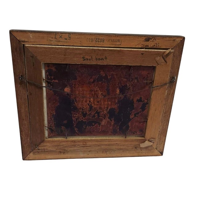 Late 20th Century Fleming Child With Sailboat Painting Enamel on Copper Framed Horizontal For Sale In Greensboro - Image 6 of 8