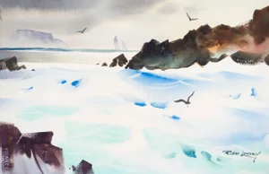 'Seascape' by Robert Landry, Circa 1965; San Diego Watercolor Society, Dallas