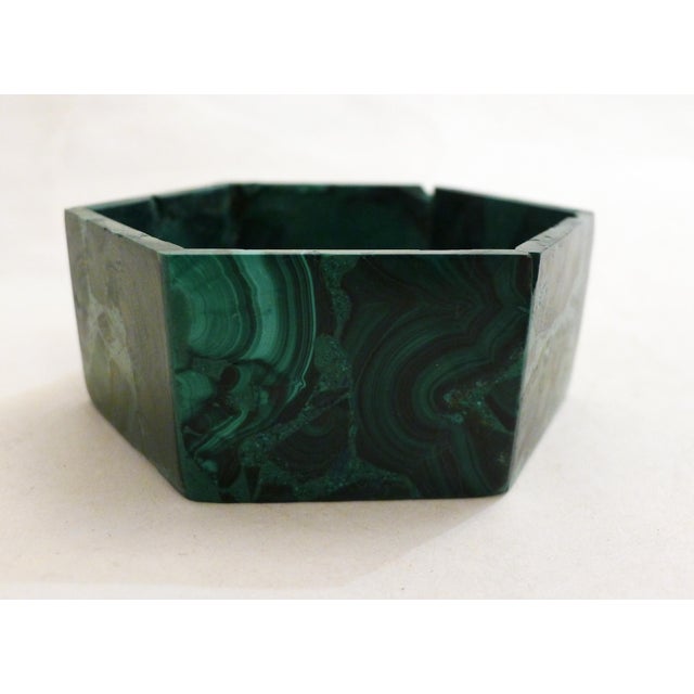 2000 - 2009 Hexagonal Malachite Box and Lid with Cloisonné Decoration For Sale - Image 5 of 10