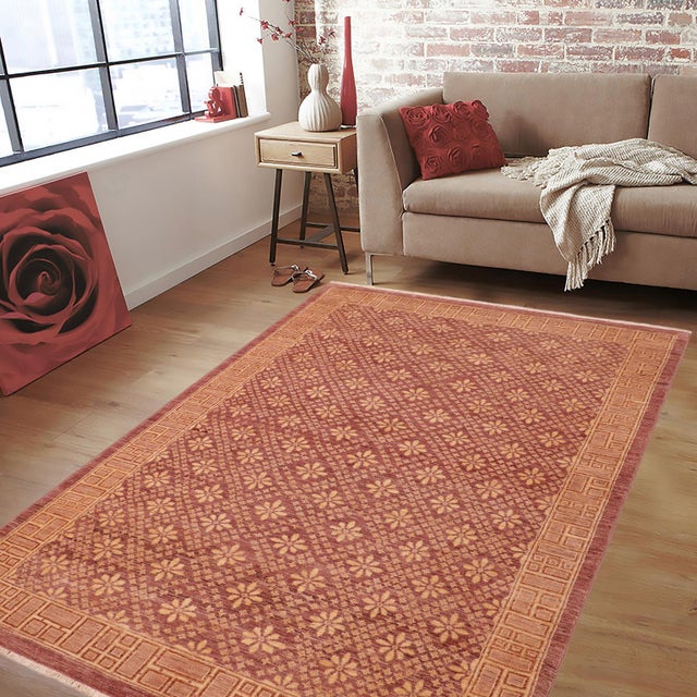 "Enhance the ambiance of your home with this magnificent Persian-influenced Turkish hand-knotted rug made by skilled...