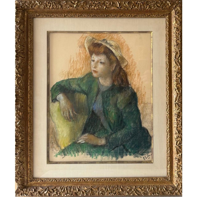 1960s Robert Philipp, Post Impressionist Young Woman Pastel Painting Robert Philipp American Modernist For Sale - Image 5 of 16