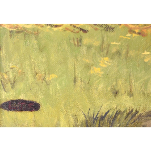 Paper 1960s "Stream in Autumn" Landscape Oil Painting by Lylia T. Shackelford, Framed For Sale - Image 7 of 9