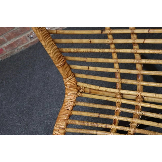 Vintage Bamboo and Rattan Hanging Parrot Chair With Cantilever Steel Frame For Sale - Image 9 of 18