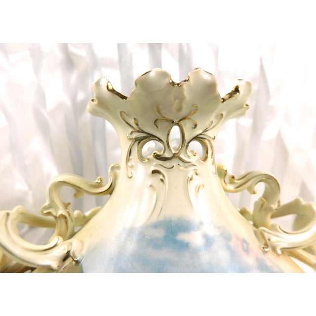 1950s 1950s Royal Bayreuth Jug With Reticulated Trim and Unique Handle Design For Sale - Image 5 of 12