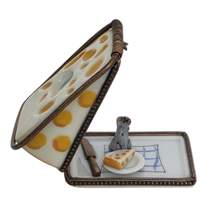 Vintage French Limoges Mouse Trap Cheese & Mouse Trinket Box