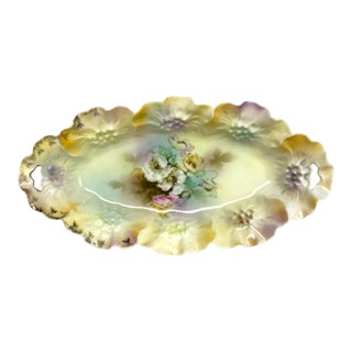 Vintage Rs Prussia Floral Porcelain Celery/Relish Dish For Sale