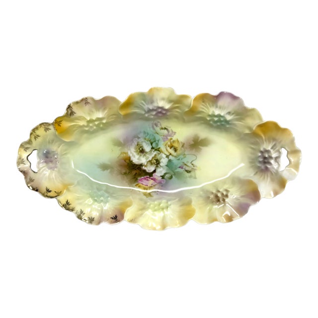 Vintage Rs Prussia Floral Porcelain Celery/Relish Dish For Sale