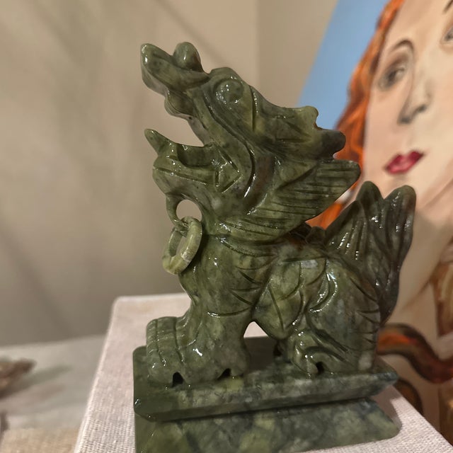 Figurative Green Jade Dragon Carving Statue For Sale - Image 3 of 5