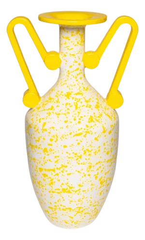 Loutrophoros Decorative Vase in Yellow Marbled Ceramic by Stella Orlandino