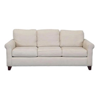 Pottery Barn Buchanan 3-Seat Beige Sofa With Rolled Arms For Sale