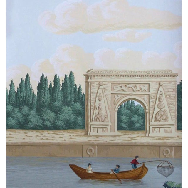Beautiful hand-painted panoramic mural inspired by classic 19th-century French scenic art. This elegant artwork features...