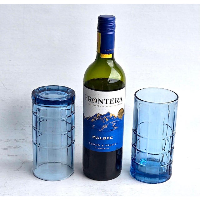 Glass Vintage Anchor Hocking Flat Iced Tea Glasses in Tartan Blueberry, Set of 4 For Sale - Image 7 of 13