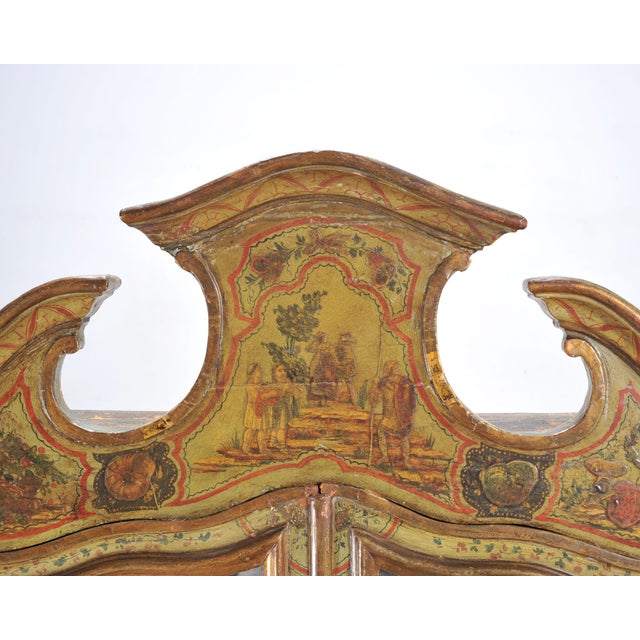 19th Century Venetian Lacquer Painted Secretary Bookcase Desk For Sale - Image 15 of 18