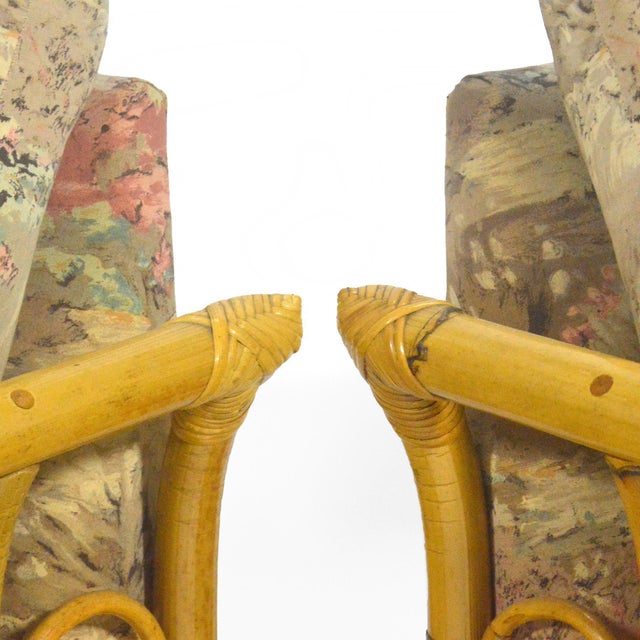 Brown Rattan Framed Lounge Chairs For Sale - Image 8 of 9