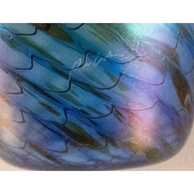 Thomas Philabaum Reptilian Series Iridescent Art Glass Vase - Signed - 8" H For Sale In West Palm - Image 6 of 8