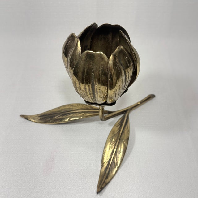 Mid 20th Century 1960s Mid-Century Modern Brass Lotus Flower Ashtray / Catchall For Sale - Image 5 of 13