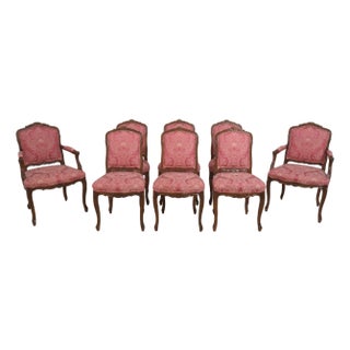 Set of 8 French Louis XV Upholstered Dining Chairs For Sale