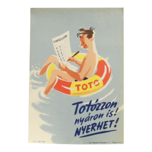 1954 Hungarian Advertising Poster, "Play Football Pool in the Summer ! You Can Win !"