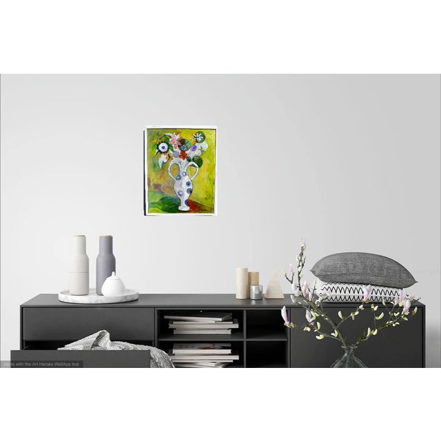 Yellow Martha Holden -“ Flowers in a Vase”, Framed Oil Painting For Sale - Image 8 of 8