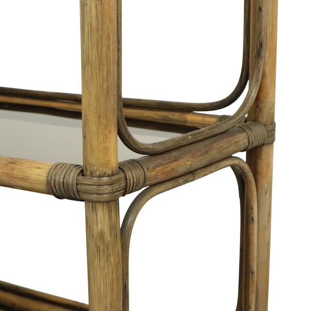 Vintage Boho Shelf Bookcase Bamboo and Smoked Glass, 1960s For Sale - Image 16 of 18