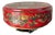 Antique Style Chinese Cinnabar Red Lacquer Lotus Flower Round Box 14x5" For Sale