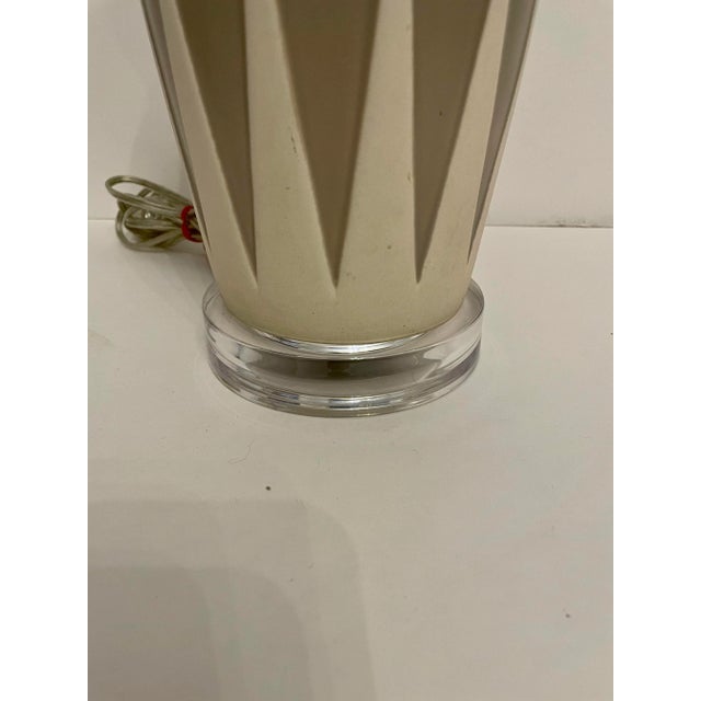 Mid century Hourglass lamp by Gerald Thurston for Lightolier with Lucite base, ceramic body and brass fittings. New 3 way...
