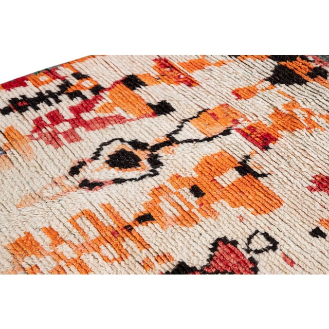 Vintage Tribal Ivory Moroccan Wool Scatter Rug For Sale - Image 9 of 10