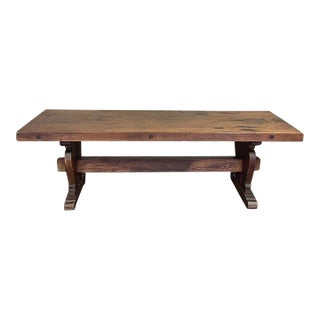 Antique Rustic Country French Trestle Coffee Table For Sale