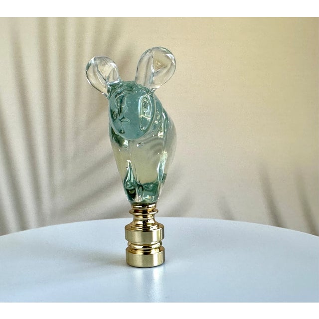Ngwenya Glass Animal Lamp Finial on Golden Brass Hardware For Sale - Image 4 of 5
