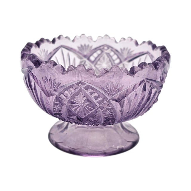 Glass Eapg Sun Purple Salesman Sample Punch Bowl, 3.5" (Bryce Higbee, 1905) For Sale - Image 7 of 11