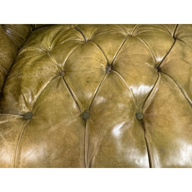 Antique Chesterfield Sofa in Patinated Leather, 1890s For Sale - Image 6 of 16