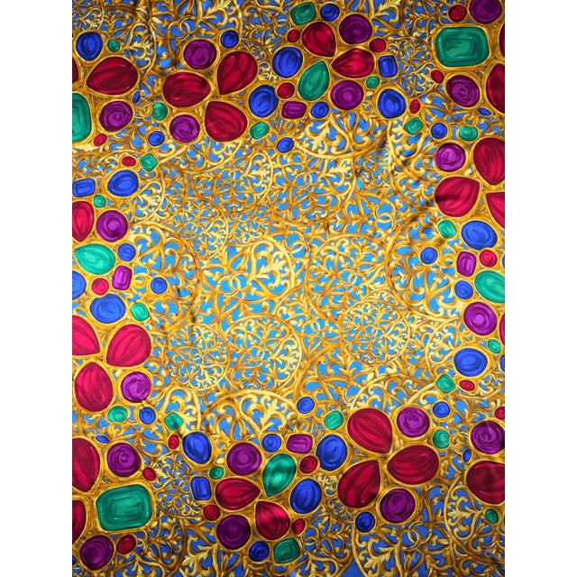 The School of Paris Chanel Large Silk Scarf Featuring Gripoix Jewelry, 1990 For Sale - Image 3 of 8