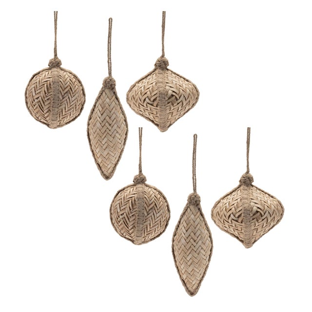 Woven Bamboo Ornament (Set of 6) For Sale In Chicago - Image 6 of 6