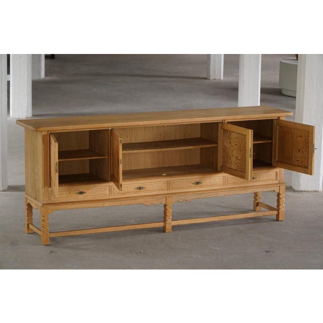 Mid-Century Modern Brutalist Sideboard in Oak by Henning Kjærnulf, 1960s For Sale - Image 6 of 18