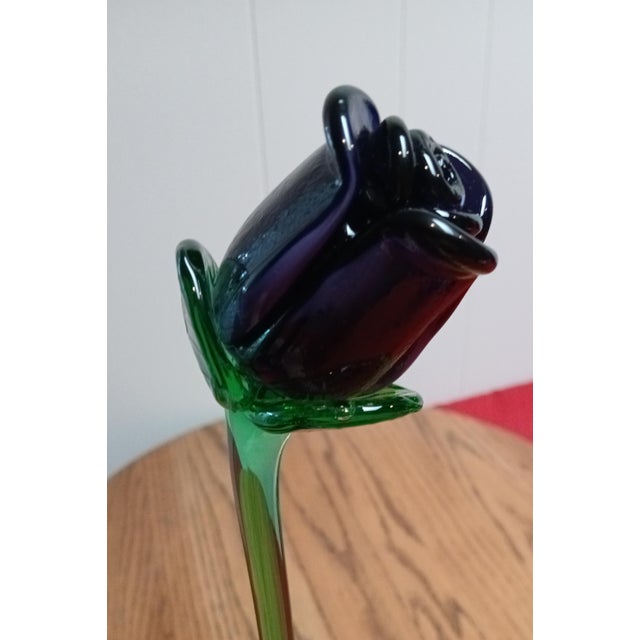 Vintage Murano. Amethyst Vase W/Emerald Vine Wrap Around Vase, With Matching Flowers For Sale - Image 9 of 12