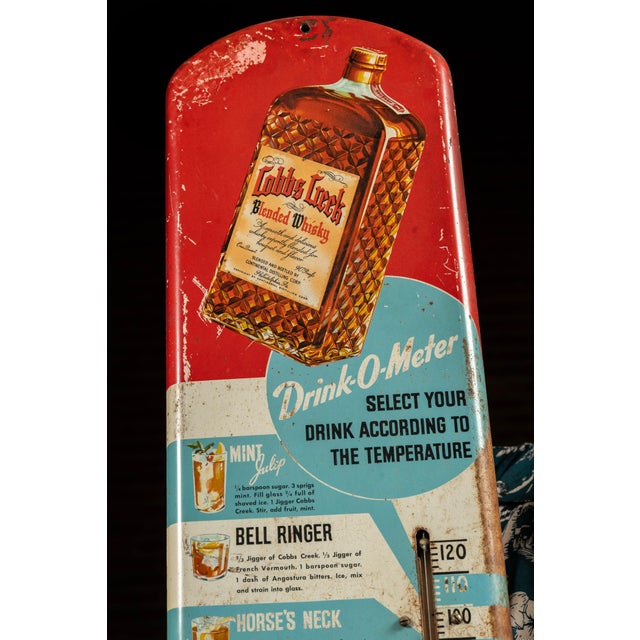 American Vintage Cobbs Creek Tin Litho Advertising Thermometer For Sale - Image 3 of 6