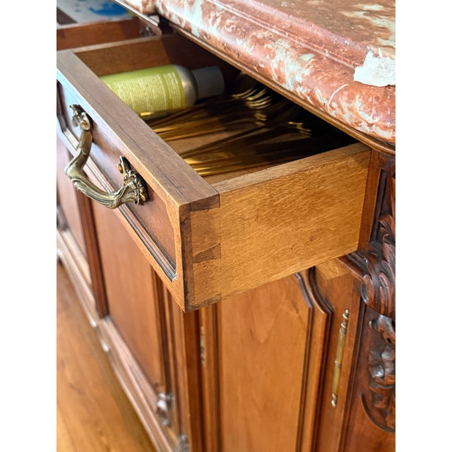 Antique Louis XIV Marble Top Buffet For Sale - Image 9 of 12