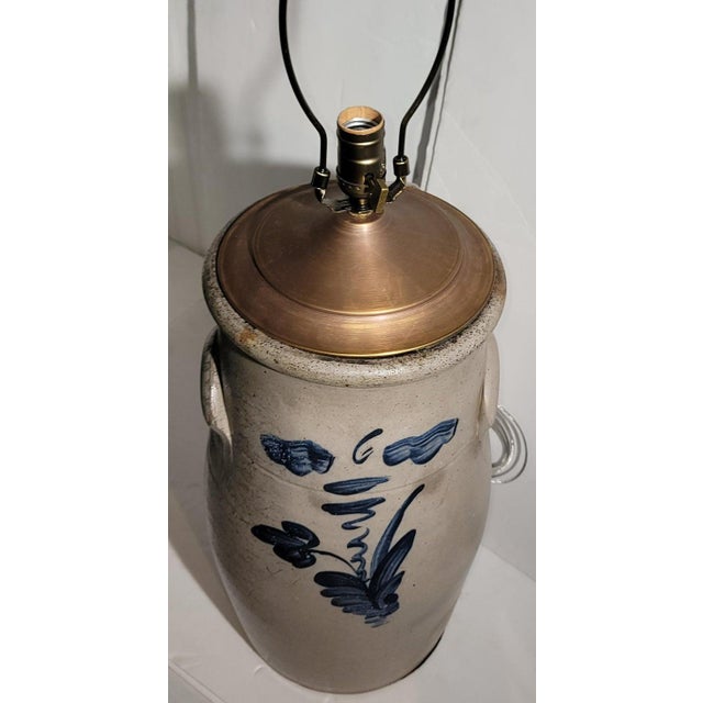 Rustic 19Thc Decorated Stoneware Lamp For Sale - Image 3 of 6