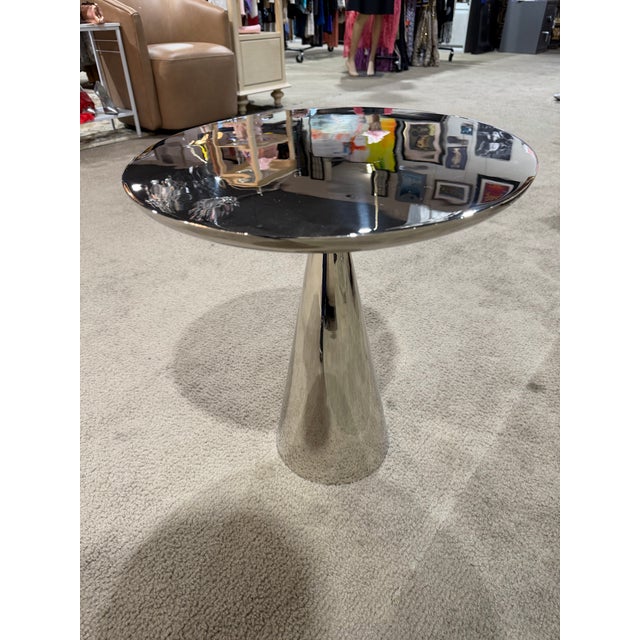 Modern Restoration Hardware Stainless Steel Side Table For Sale - Image 3 of 5