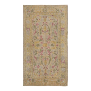 Antique Spanish Savonnerie Rug With Floral Design in Multicolour - Rug & Kilim For Sale