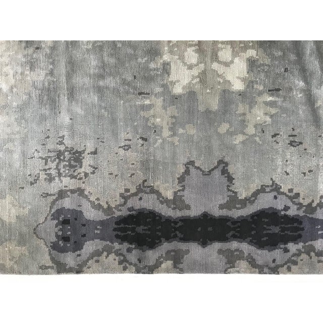Gray Contemporary Abstract Kusafiri Eskayel Natural Silk Rug by Doris Leslie Blau For Sale - Image 8 of 8