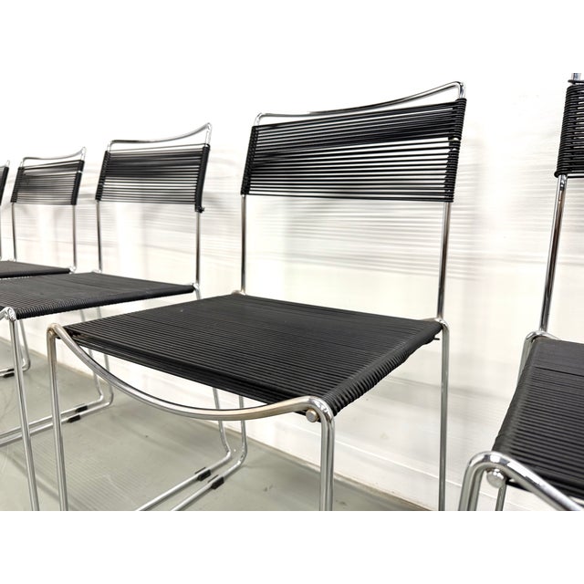 Italian Black and Chrome Spaghetti Chairs Design, 1980s, Set of 6 For Sale - Image 16 of 18