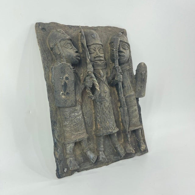 Early 20th Century Benin Bronze Adorned Cast Plaque For Sale In Denver - Image 6 of 8